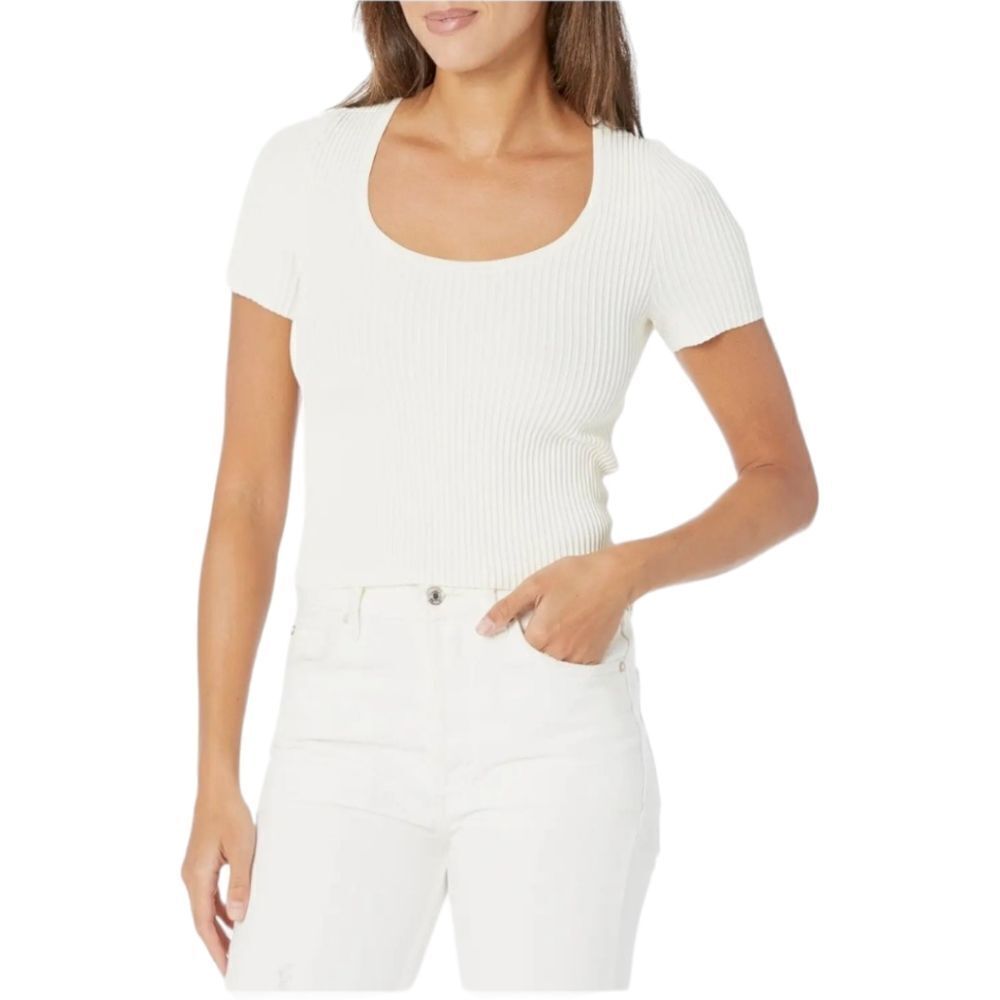 Madewell Crop Sweater‎ Ottoman Tee sz XS NL209 in Bright Ivory New with tags